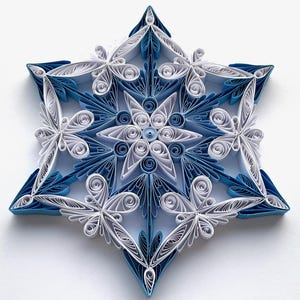 Stella di carta da 6,7", arte quilled, fiocco di neve quilled, ornamento natalizio, decorazione natalizia, arte sospesa, mandala quilled, arte 3D, arte di carta