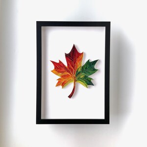 Ahornblatt, Papier Quilling Kunst, 3D-Blatt, 3D Papierkunst, Quilling Blatt, Herz Ornament, Herbst Wohnung Dekoration, 3D Wandkunst, gerahmte Kunst