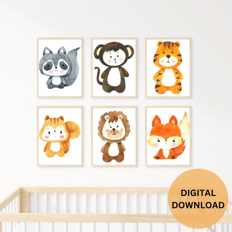 Animal Nursery Wall Art Nursery Wall Art Set of 6 Animal Etsy