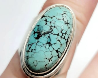 Pretty vintage 925 sterling silver turquoise ring size 7.5