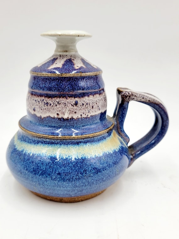 Roads End Pottery Dave Hough Signed Studio Pottery Oil Lamp