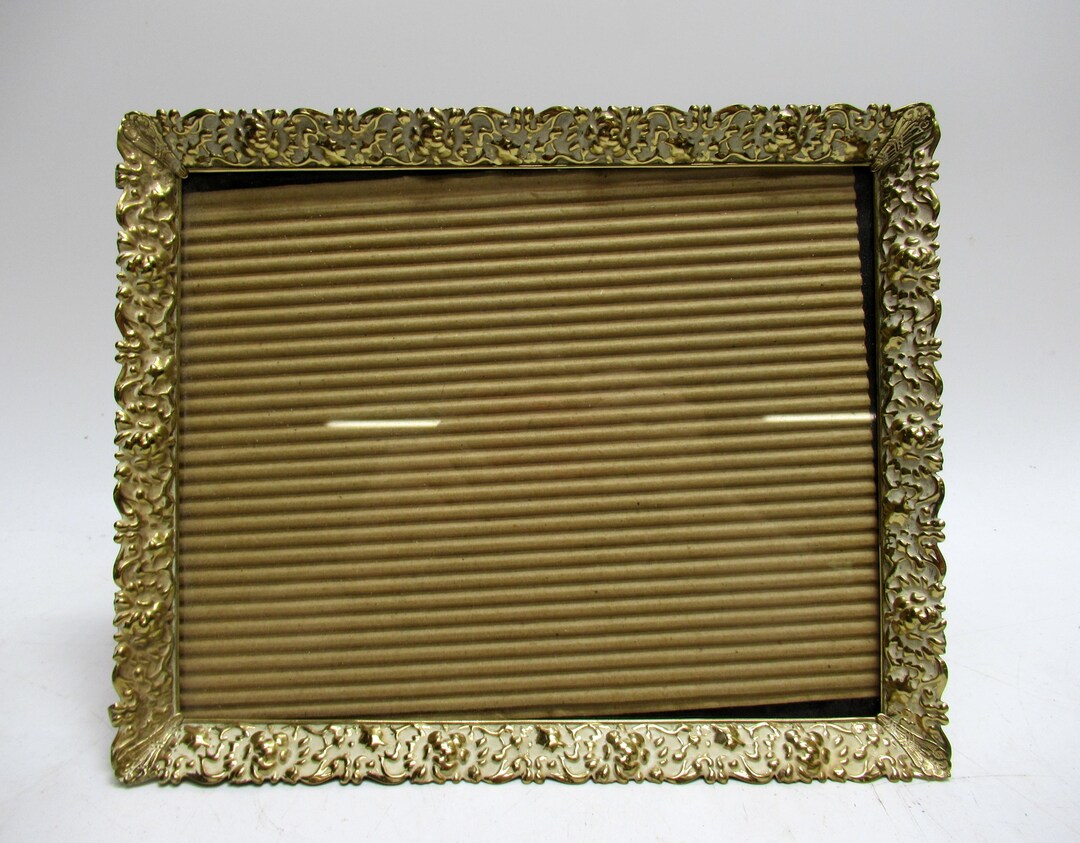 Vintage Gold Filigree Photo Picture Frame Ornate Brass Metal 8" X 10 ...