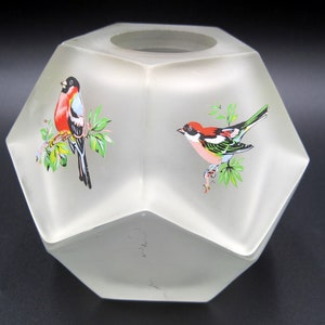 VTG Westmorland Crystal Mist Glass Starlite Fairy Lamp W/ BIRDS DECORATION