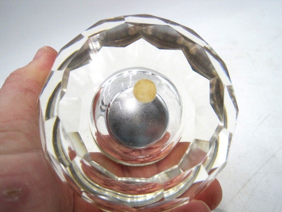 Large Mid Century Modern Faceted Hexagonal Heavy Crystal Cigarette Lighter 