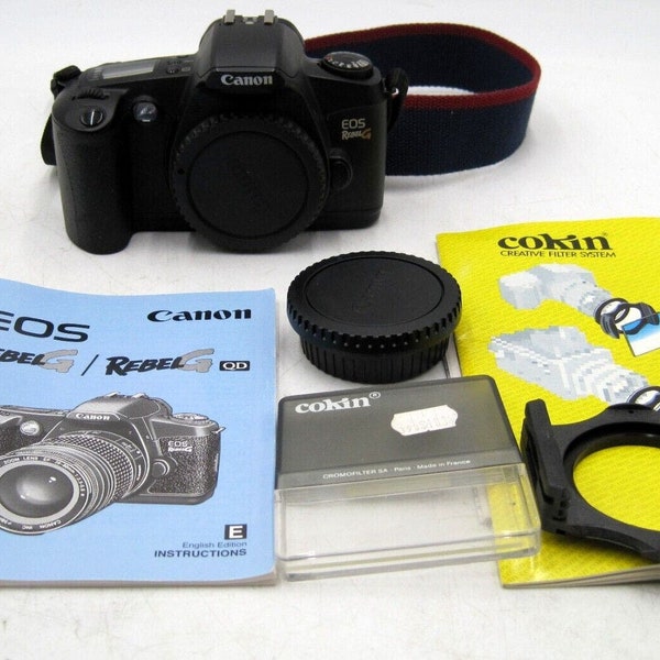 Canon EOS Rebel G 35mm Film SLR Analog Camera Body + Cokin Filter & New Batteries