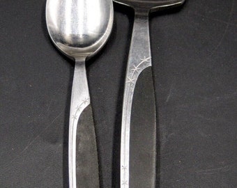 VTG Ebony Elegance MAR-CREST Starburst Atomic Star Serving Set Stainless Japan