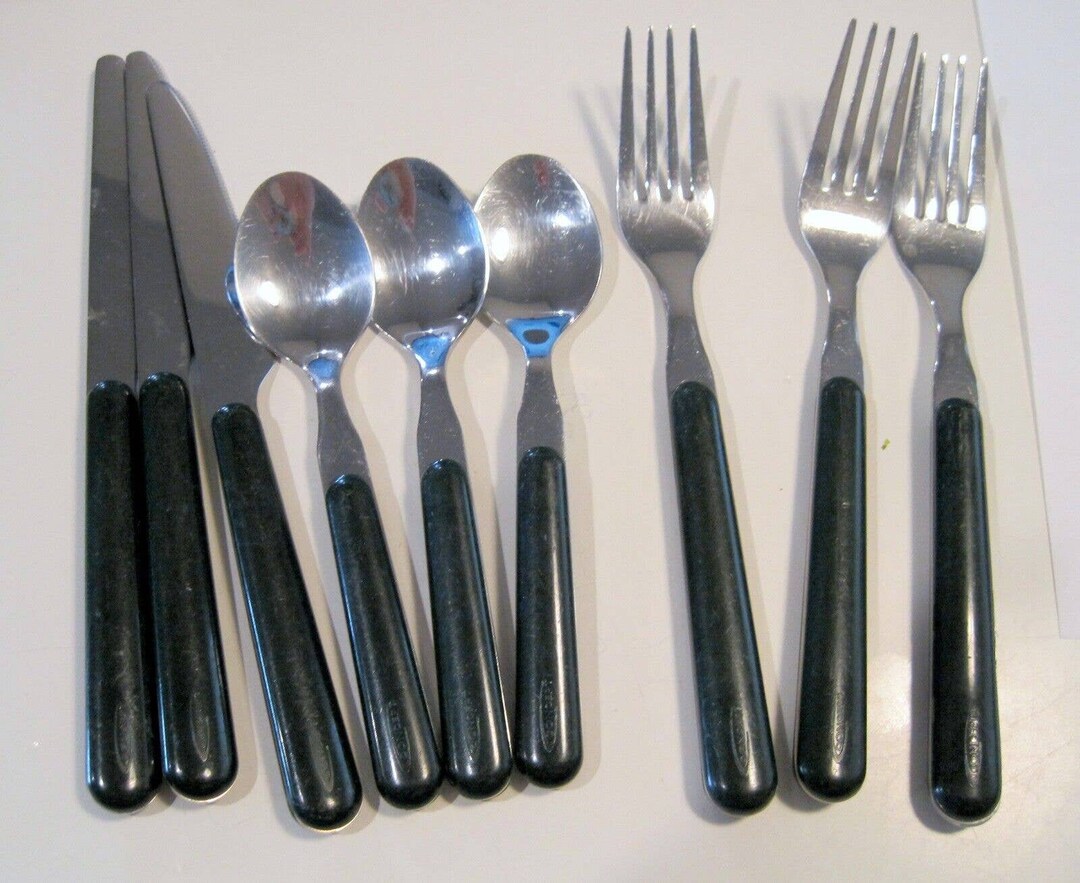 9 PC Vintage Green Handle Flatware Set Concept China Stainless Etsy