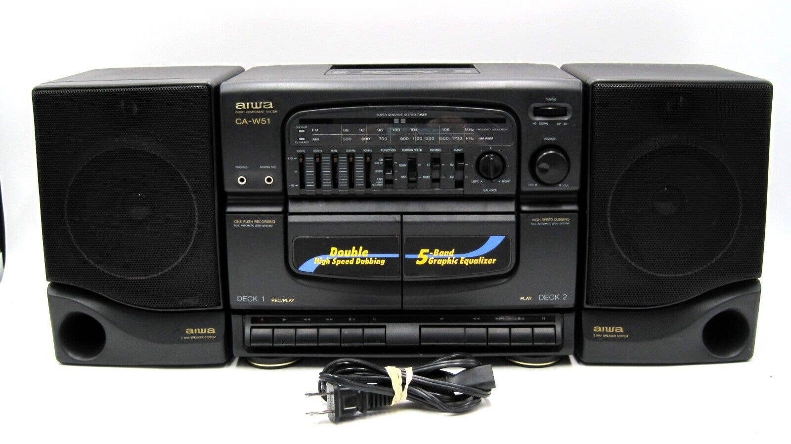 Aiwa CA-W51 Dual Cassette Recorder Radio Boombox HI Speed Dubbing