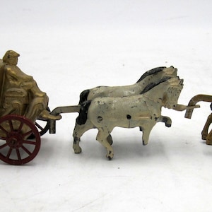 Antique Cast Iron Carriage Coach With Six Horses Toy Cinderella