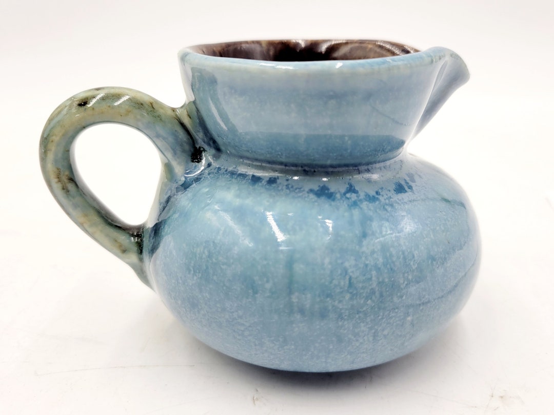 Orcas Island Pottery Blue Green Brown Creamer Pitcher Studio Pottery