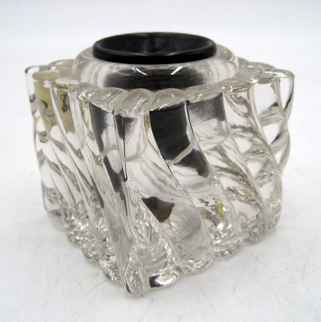 Antique Ink Well Clear Glass With Wood Funnel Insert - Etsy