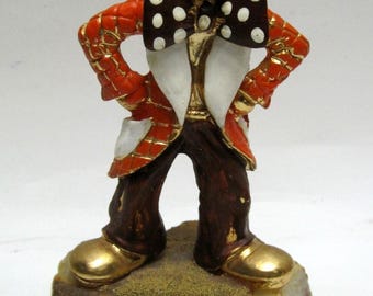 Ron Lee Clown Sculpture - the Hockey Player - Hand Painted Bronze