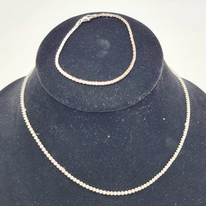 Sterling Silver 15&quot; Diamond Cut Twisted Chain Necklace Choker & 7&quot; Bracelet Set