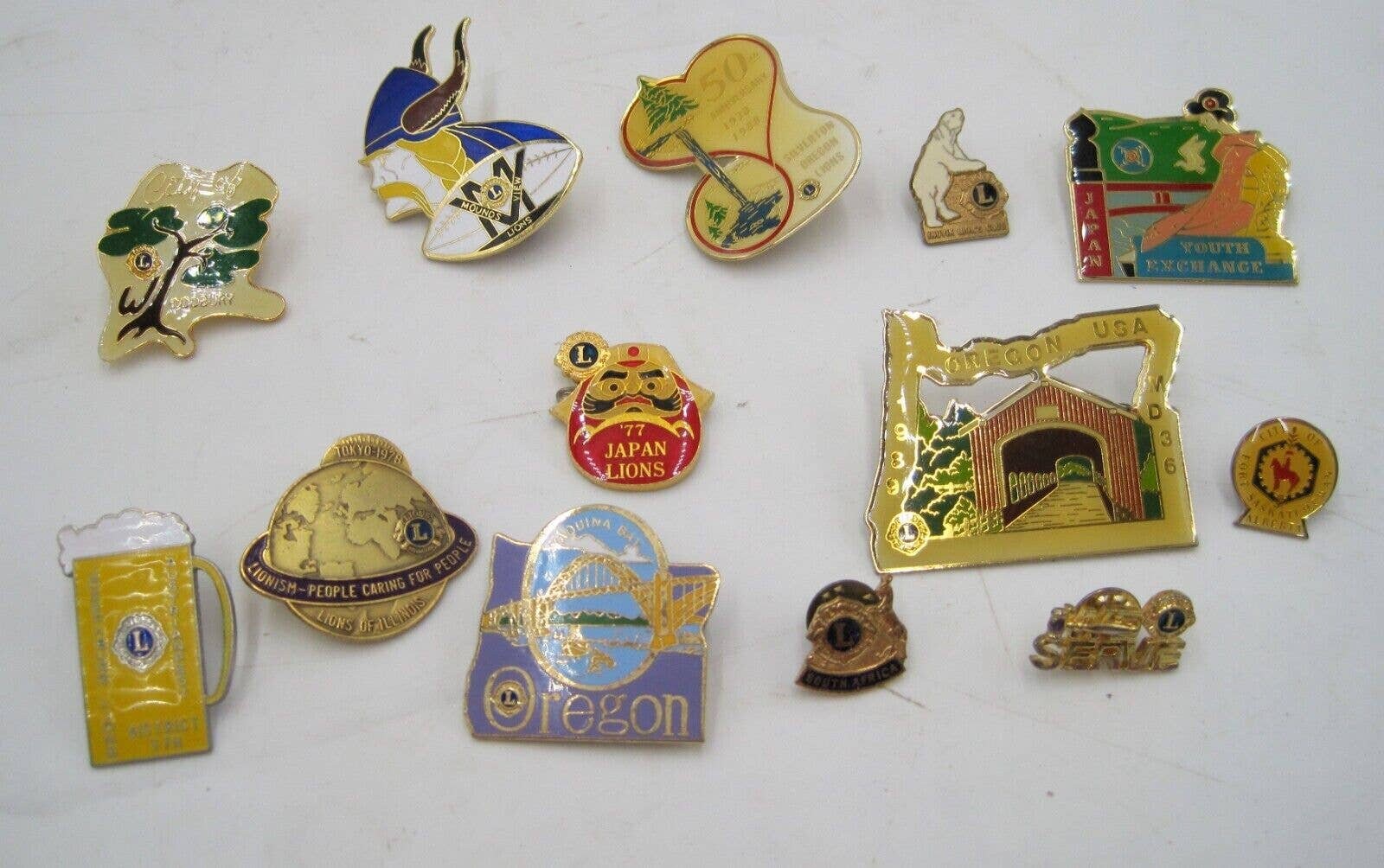 Lot of 13- Lions Club Pins International Japan South Africa