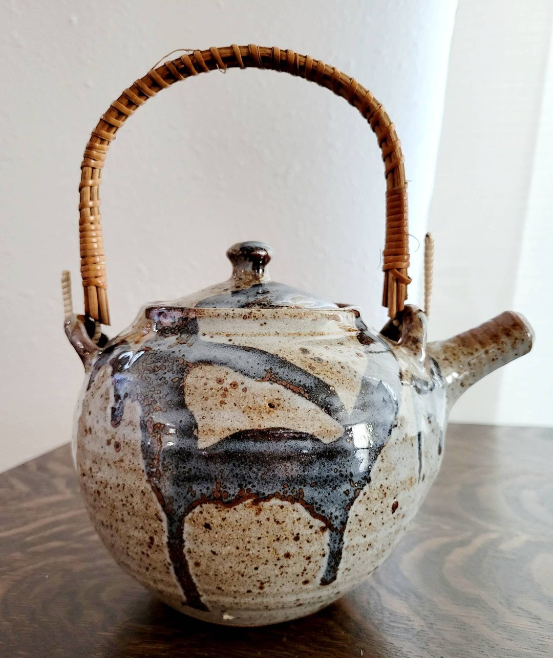 Beautiful Vintage Studio Pottery PNW Oregon Artist Teapot W/bamboo