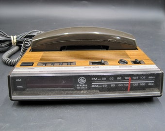 Vintage Retro GE AM/FM Radio Alarm Clock & Phone General Electric Model 7-4712A