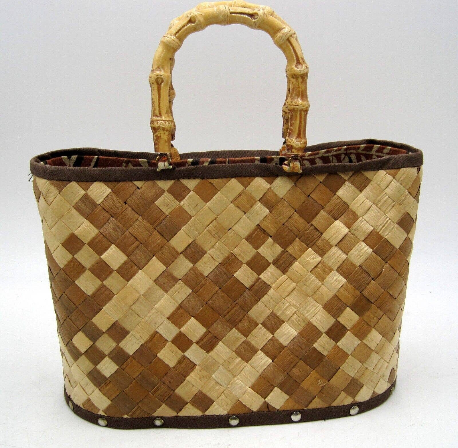 限定セール！★NANI Lauhala★ハワイ製・かごバッグ Rare 1950's Nani Lauhala Hand Woven & Bamboo Handbag/purse Hawaii
