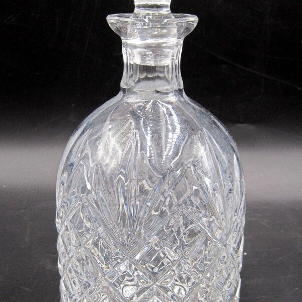 Block Full Lead Crystal Liquor Decanter With Stopper Poland Barware Vintage 24%