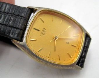 Citizen Gold Dial Black Leather Band Watch 4031-894847 NEW Citizen Gold Dial Black Leather Band Watch 4031-894847 NEW