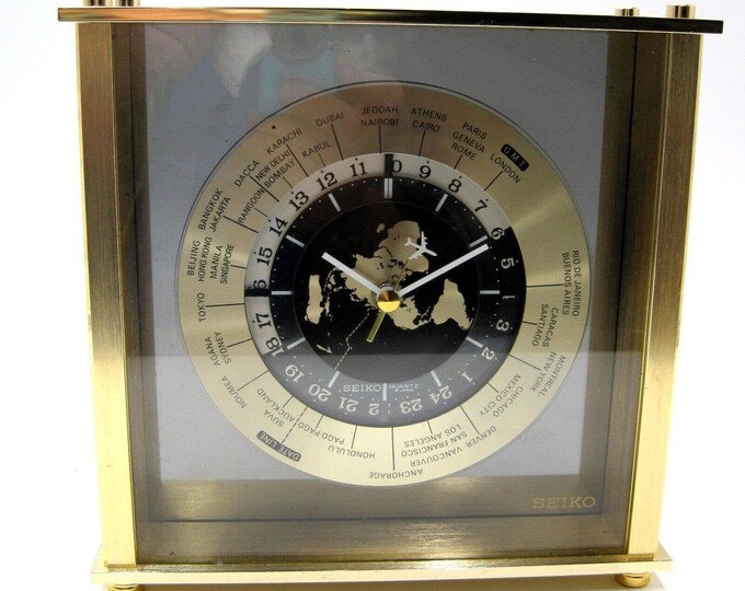 Vintage Seiko Airplane World Time Clock QQZ885A Japan READ Etsy