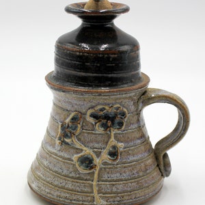 Studio Pottery Artist Signed Stoneware Oil Lamp 6&quot; Tall Handmade PNW Oregon