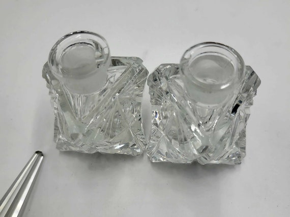 SET OF 2- Vintage Cut Crystal Perfume Bottle With… - image 4