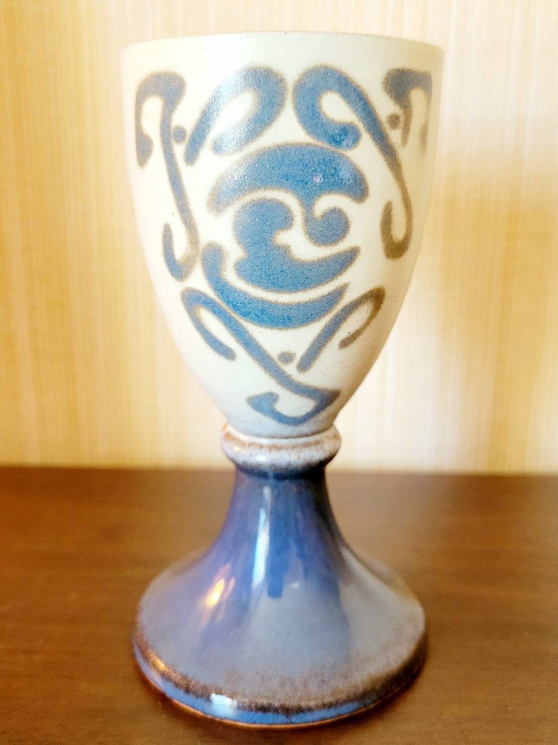 Welsh Laugharne Studio Pottery Celtic Wine Goblet