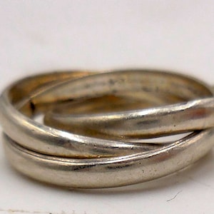 Vintage Taxco Triple Rolling Interlocking Multi Band Ring Sterling Size 7.5