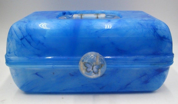 Caboodles Blue Marble Swirl Cosmetic Case Tray Mi… - image 1