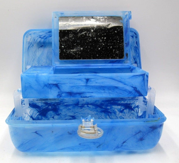 Caboodles Blue Marble Swirl Cosmetic Case Tray Mi… - image 4