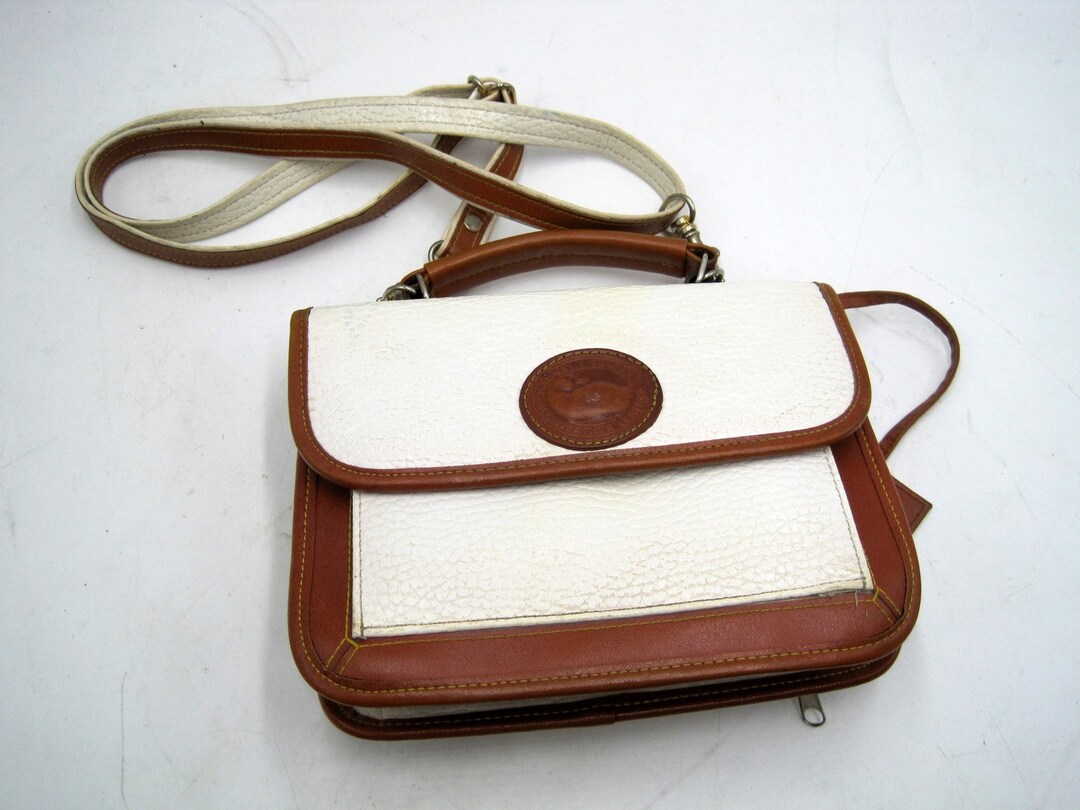 Dooney And Bourke White And Brown Leather Handbag