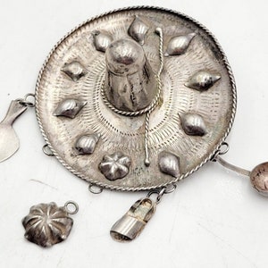Antique Sterling Silver 950 Brooch Sombrero Hat Lapel Pin Mexico Southwestern