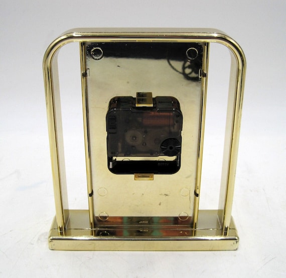 Vintage Seiko Quartz Desk Mantel Clock Japan Gold Tone Face