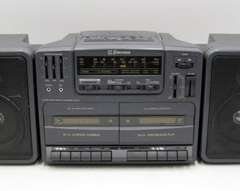 Emerson AC2420 Stereo Radio Cassette Recorder - Vintage Boombox - AM/FM Radio