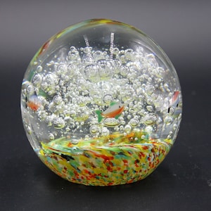 Vintage Studio Art Glass Paperweight Aquarium Fish Coral Bubbles 4 1/4&quot;