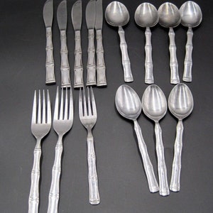 Northland SUMATRA Stainless Bamboo Knife Fork Spoon Flatware 15 Pcs Japan