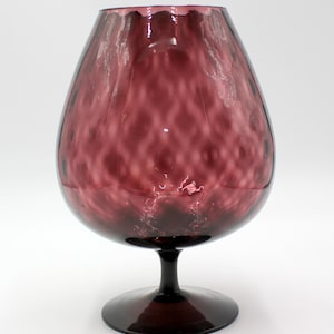 Vintage EMPOLI Italian Art Glass Diamond Optic purple Footed Pedestal Vase 12”