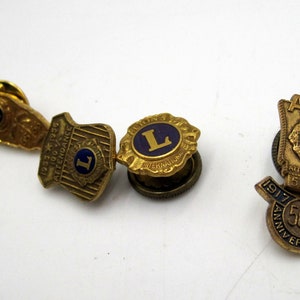 Set of 4 - Vintage Pin Charm Gold Filled Lions Club Attendance Pins