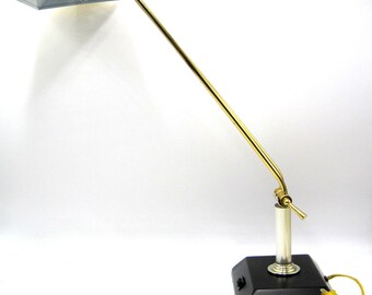 Vintage High Quality Brass 27" Tall Bankers/Piano Desk Lamp