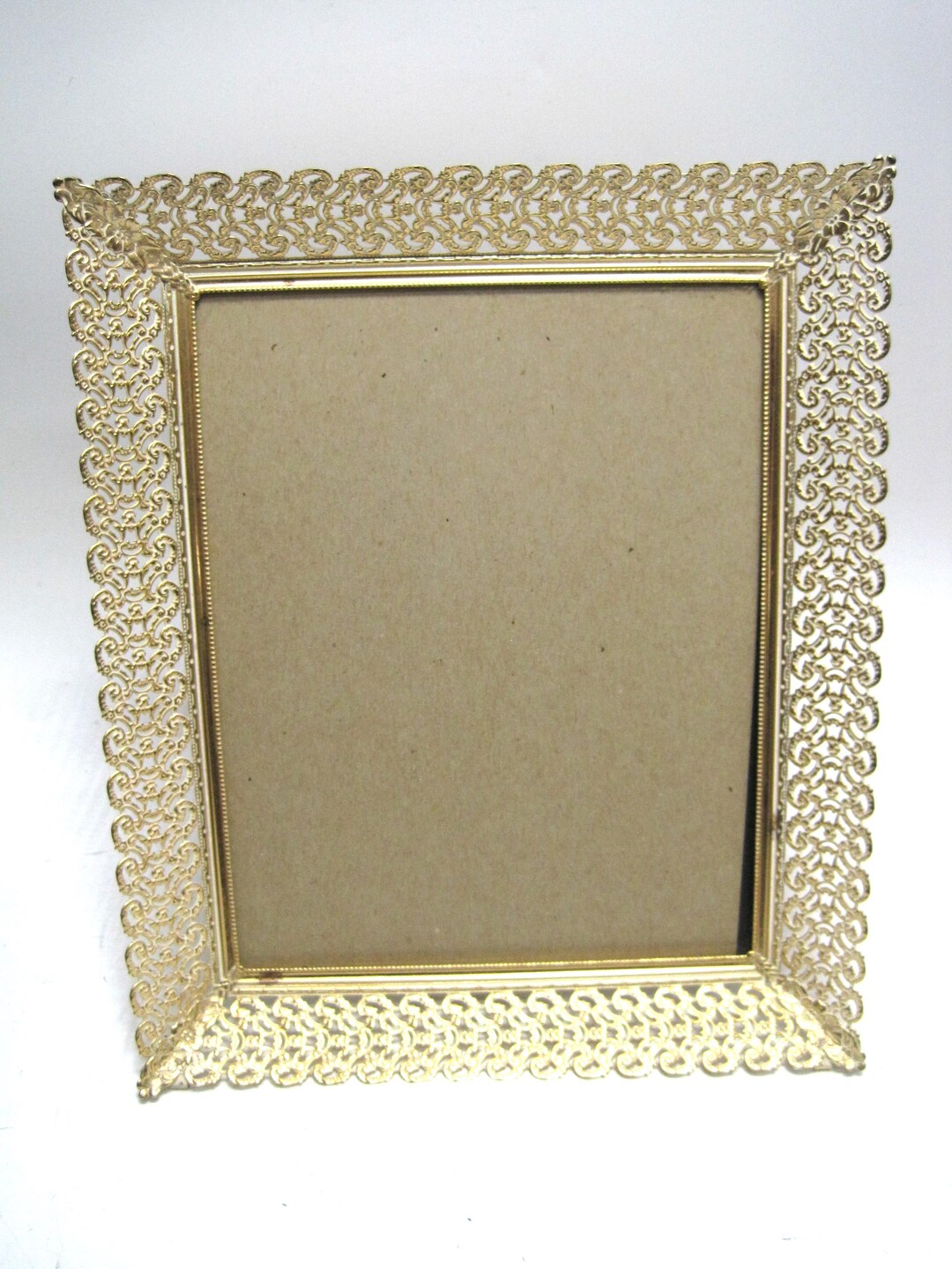 Vintage Gold Filigree Photo Picture Frame Ornate Brass Metal 8" X 10 ...