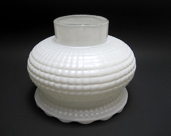 Vintage 1950s Hobnail Milk Glass Shade 3 Inch Fitter Waffle Pattern Hobnail
