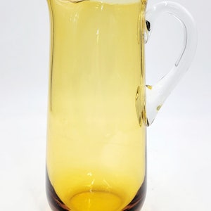 Hand Blown Amber Cocktail Pitcher Handcrafted in Poland 9&quot; Tall