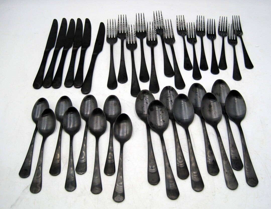 36 Pieces Threshold Harrington Flatware Black Knife Fork Spoon Set Etsy