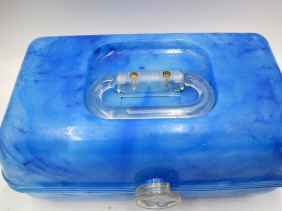 Caboodles Blue Marble Swirl Cosmetic Case Tray Mi… - image 2