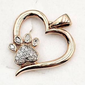 Diamond Accented Paw Heart Pendant in 10K Rose Gold