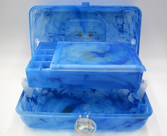 Caboodles Blue Marble Swirl Cosmetic Case Tray Mi… - image 3