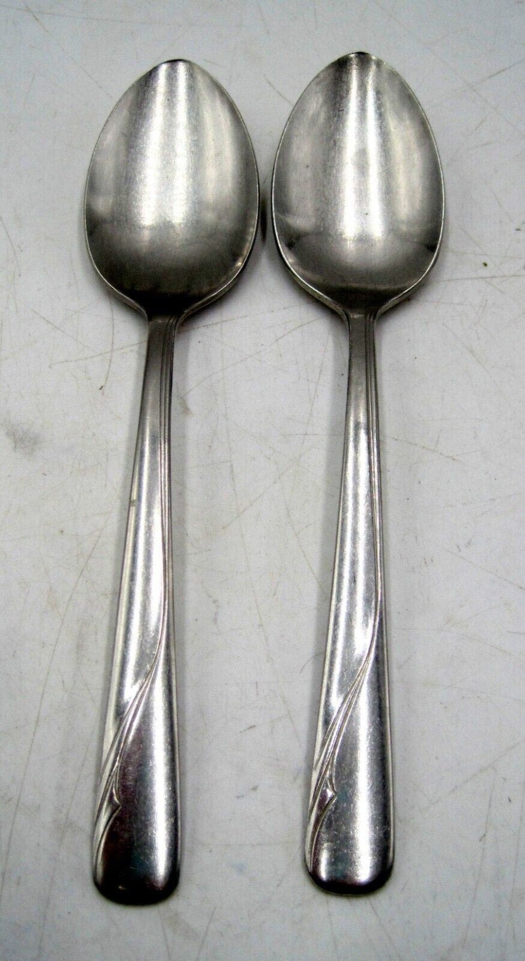 2 Pc Oneida Oceanic Stainless Flatware Soup Spoons Etsy