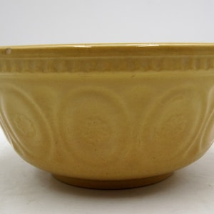 Antique Yellow Ware TG Green? Made in England Mixing Bowl Large 10.5&quot; Daisies Floral Flowers