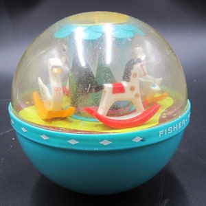 1966 Fisher-Price Plastic Roly Poly Chime Ball Baby Toy #165