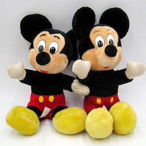 Set of 2 Vintage Mickey Mouse Plush Disneyland Walt Disney World Parks 10"Seated image 1